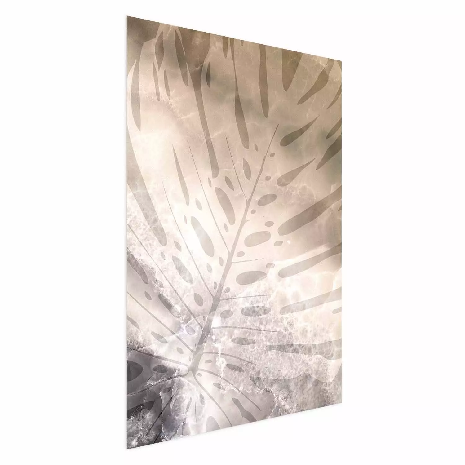 Poster Amber Monstera - warm abstraction with a tropical plant leaf