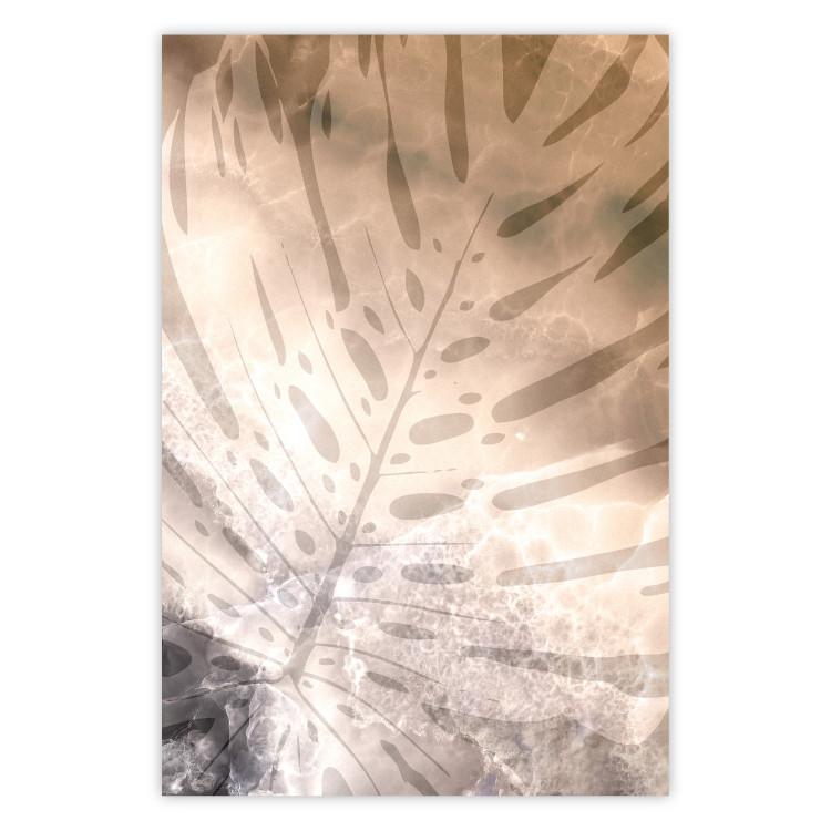 Poster Amber Monstera - warm abstraction with a tropical plant leaf