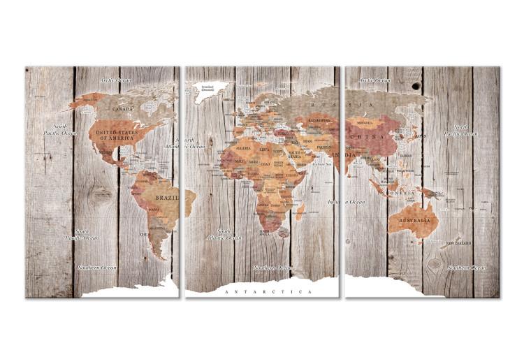 Canvas World Map: Wooden Stories (3 Parts)