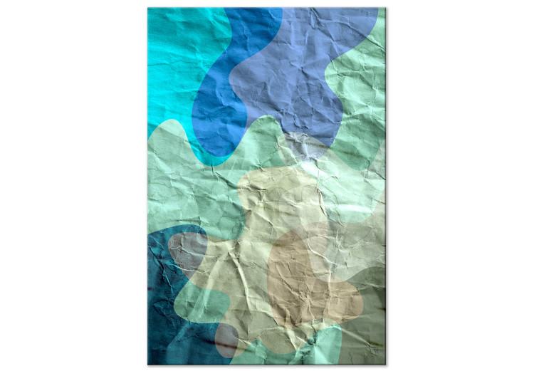 Canvas Sea turquoise - abstract stains on the background of crumpled paper