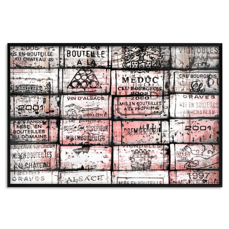Poster Scent of Wine - black patterns with retro motifs on bricks