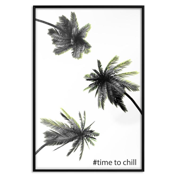 Poster Carefree Moments - tropical palms and black inscriptions on a white background