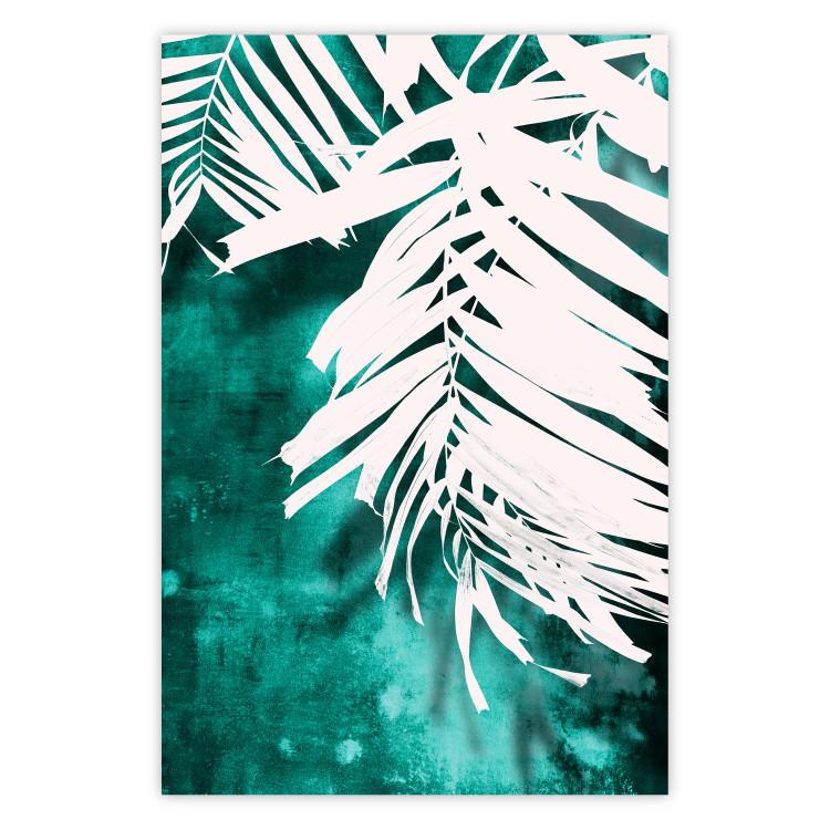 Poster Emerald Shade - plant texture of white leaves on a green background