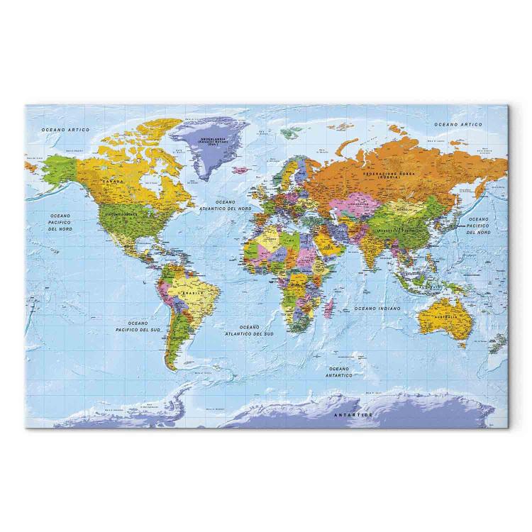 Canvas Seven Continents (1-part) - Colorful World Map in Italian