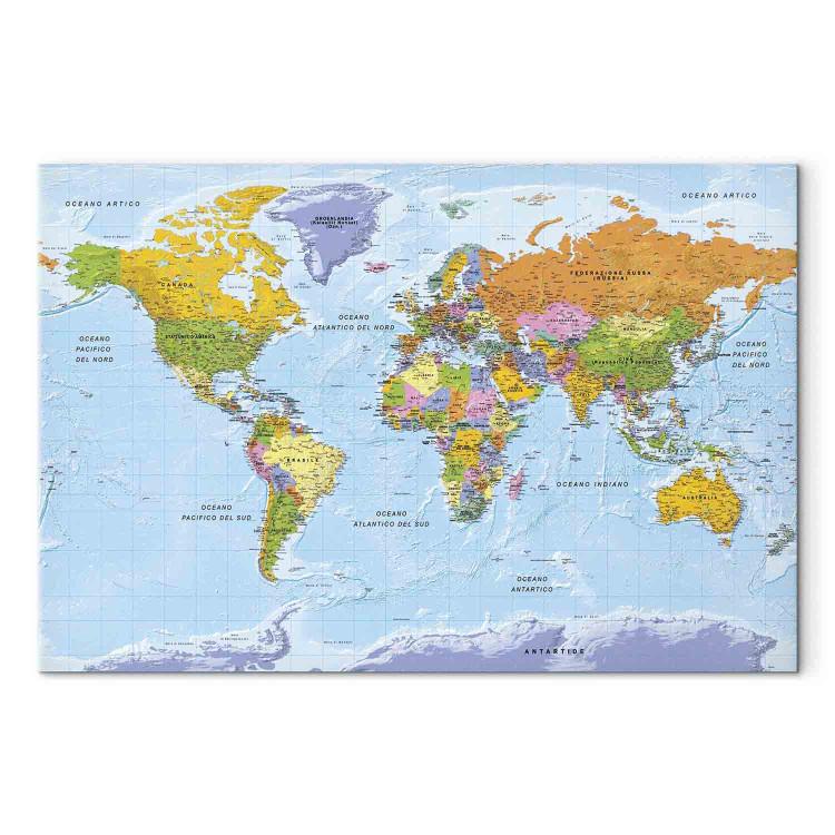 Canvas Italian World Map (1-part) - Continents in Vivid Colors