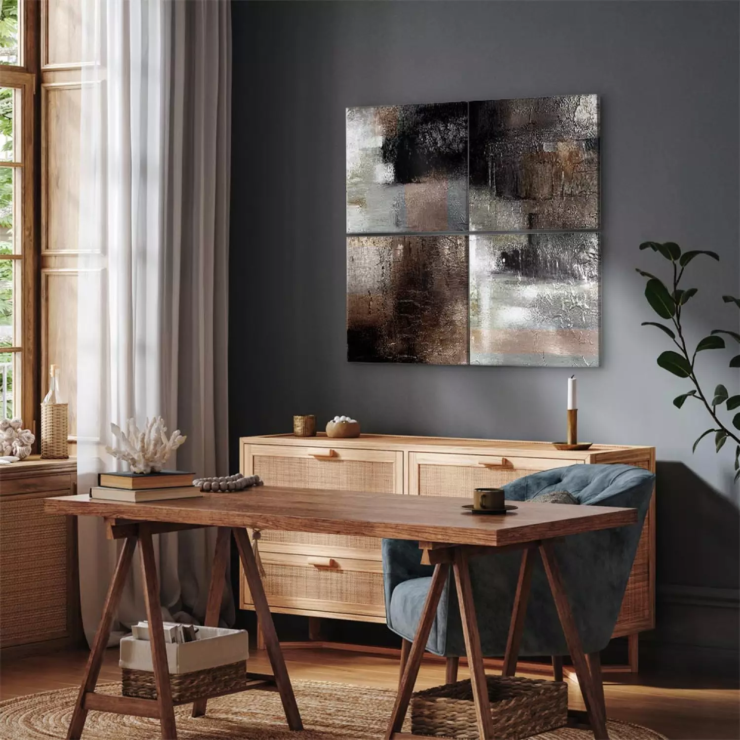 Canvas Print Beyond Form Boundaries (4-piece) - Industrial Art in Abstraction