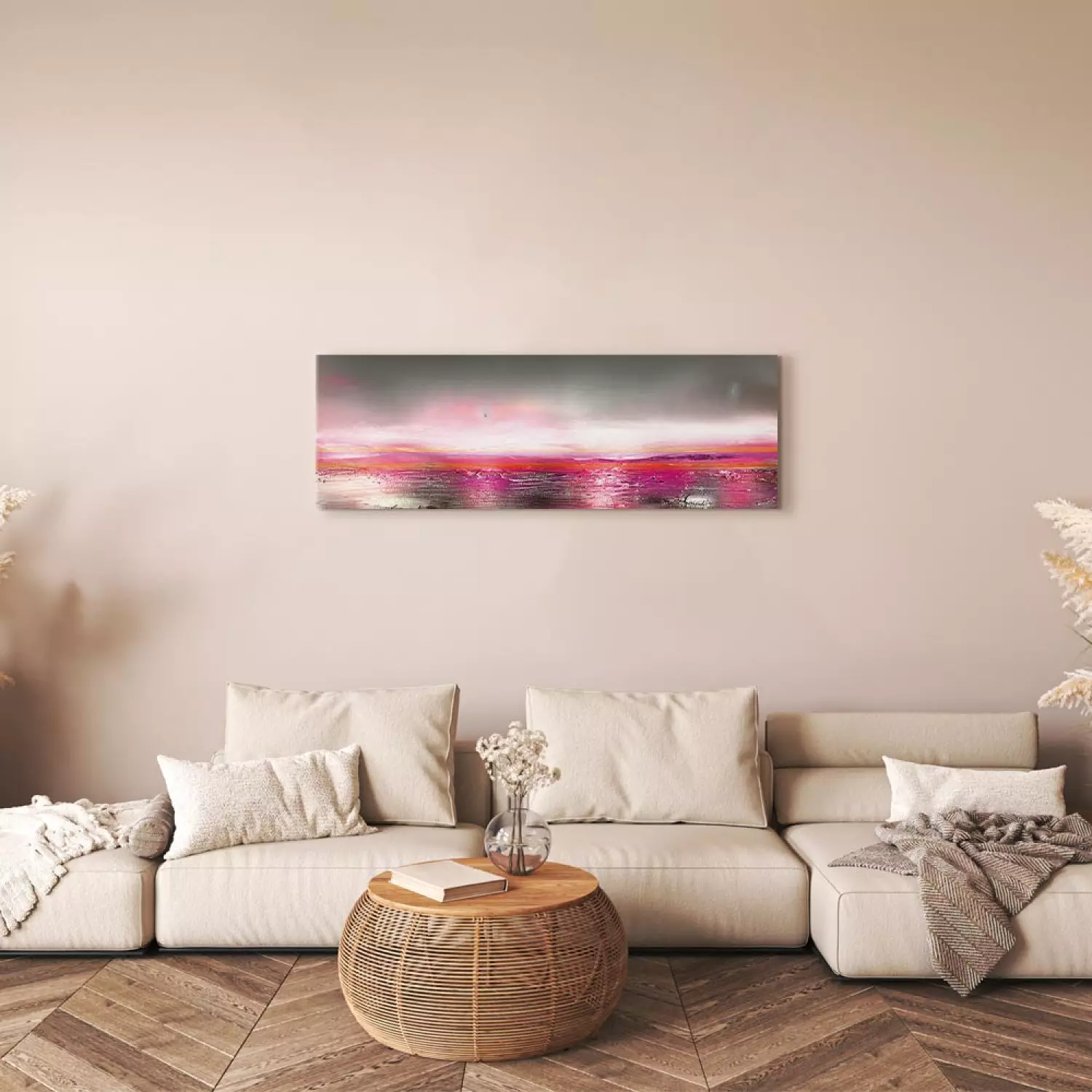 Canvas Abstract Art - Pink World in Artistic Interpretation