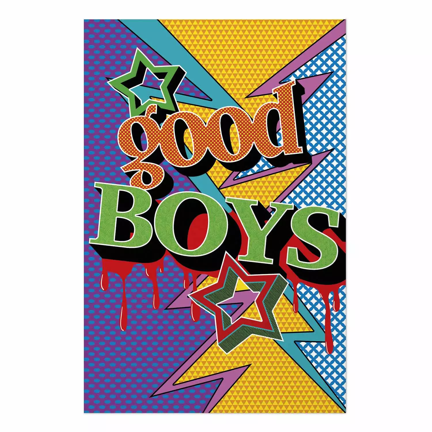 Poster Good Boys - artistic English text in a colorful pop art motif