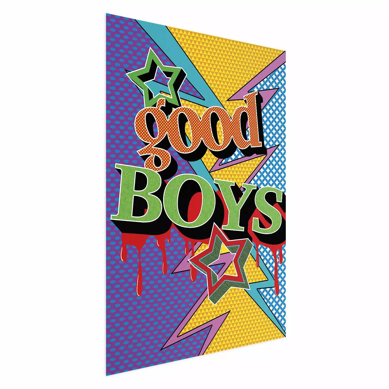 Poster Good Boys - artistic English text in a colorful pop art motif