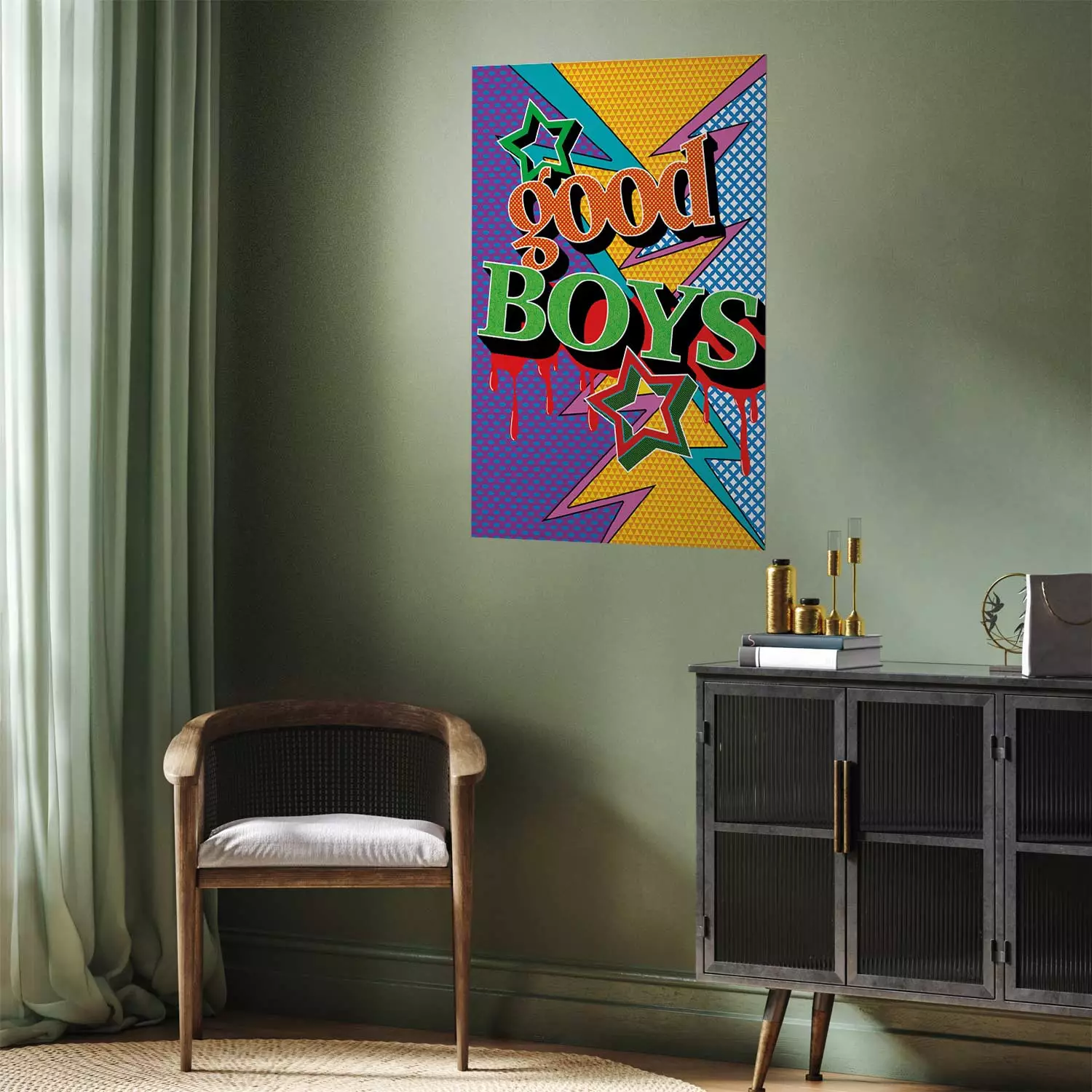 Poster Good Boys - artistic English text in a colorful pop art motif