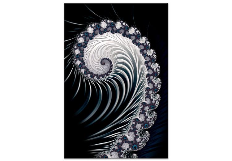 Canvas Fern flower - an abstract, psychedelic pattern on a black background