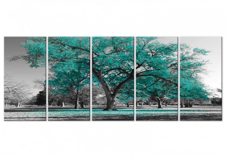 Canvas Autumn in the Park (5 Parts) Narrow Turquoise