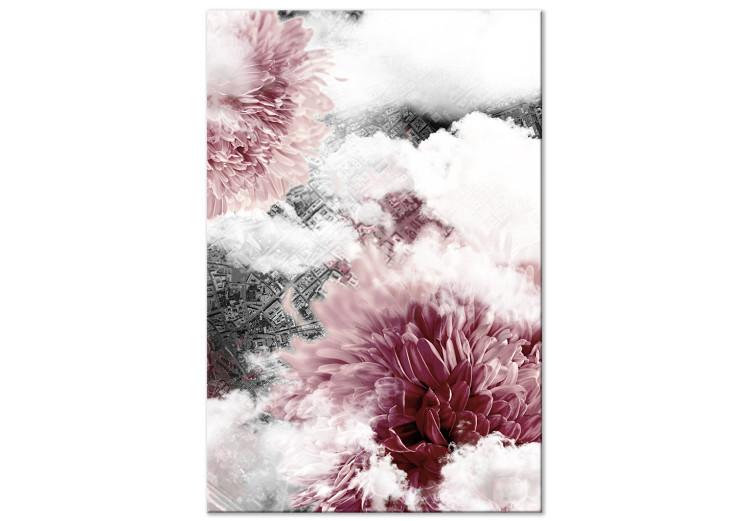 Canvas Dahlia clouds - interpenetrating photos of clouds and pink flowers