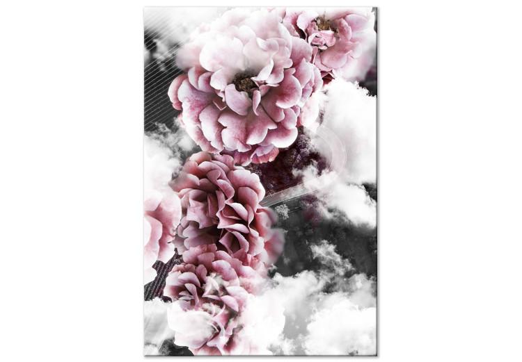 Canvas Sacrum Profanum - interpenetrating photos of clouds and pink flowers