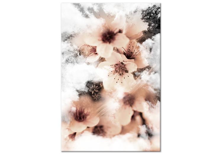 Canvas Clouds of Flowers (1-part) - Nature in White Sky Clouds