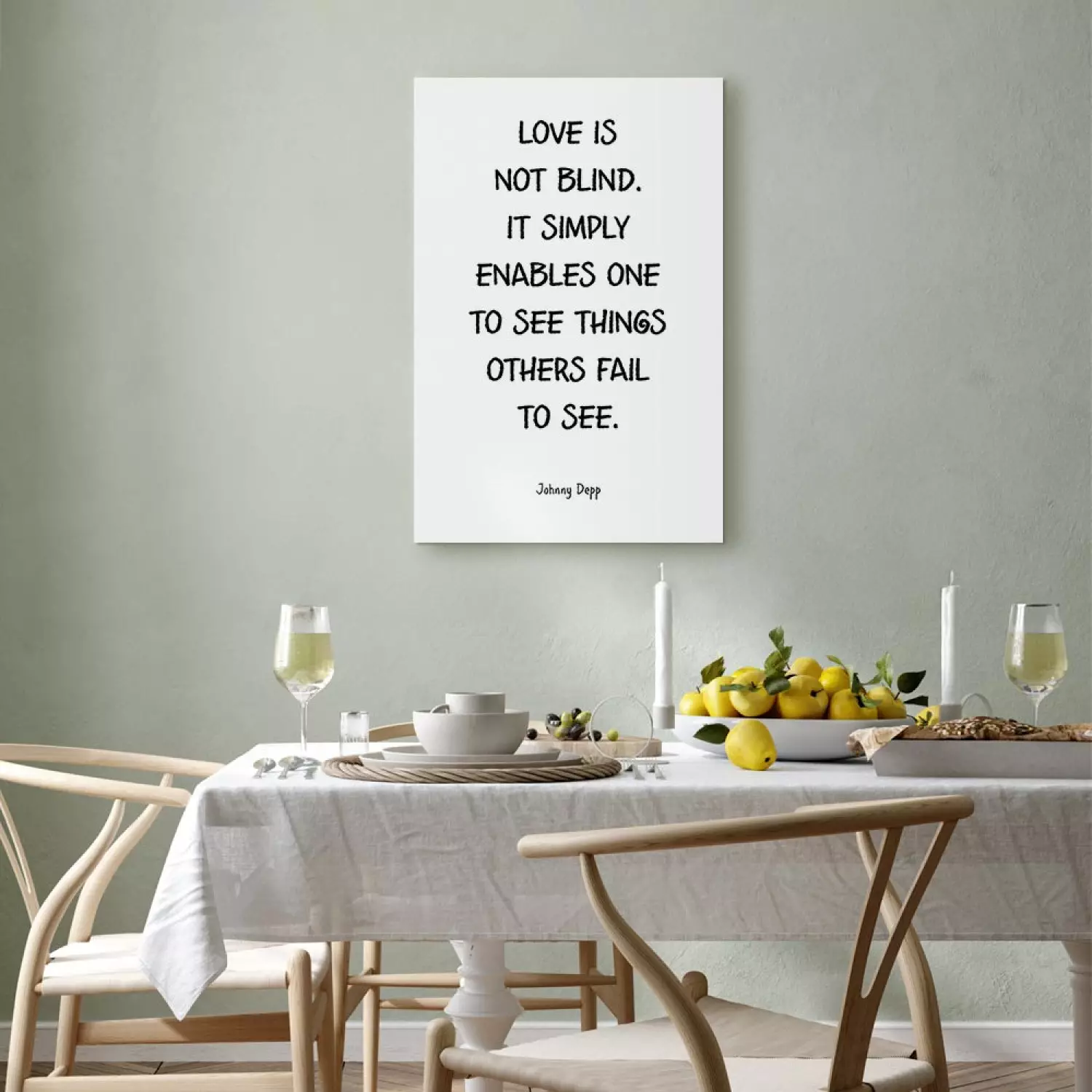 Canvas Print Deeper Look - A quote about love in English on a white  background - bimago, image size:1500x1500