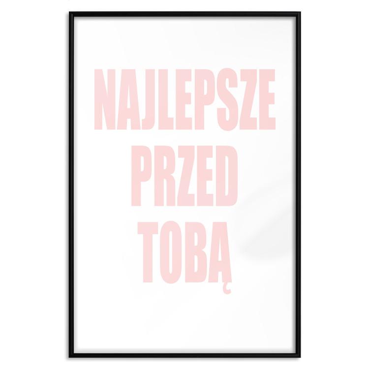 Poster The Best Is Yet to Come - pink text in Polish on a white background