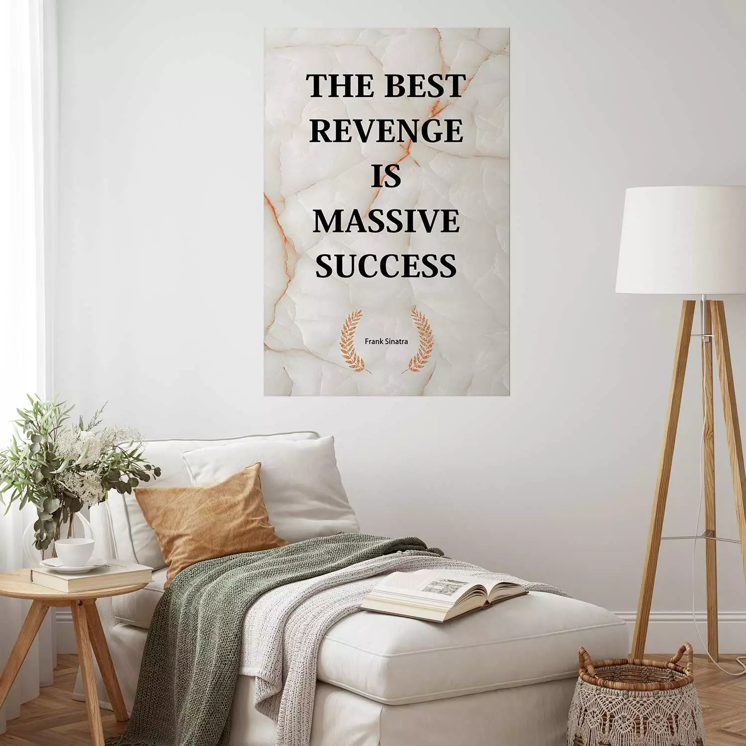 Poster The Best Revenge Is Massive Success - English texts on a marble background