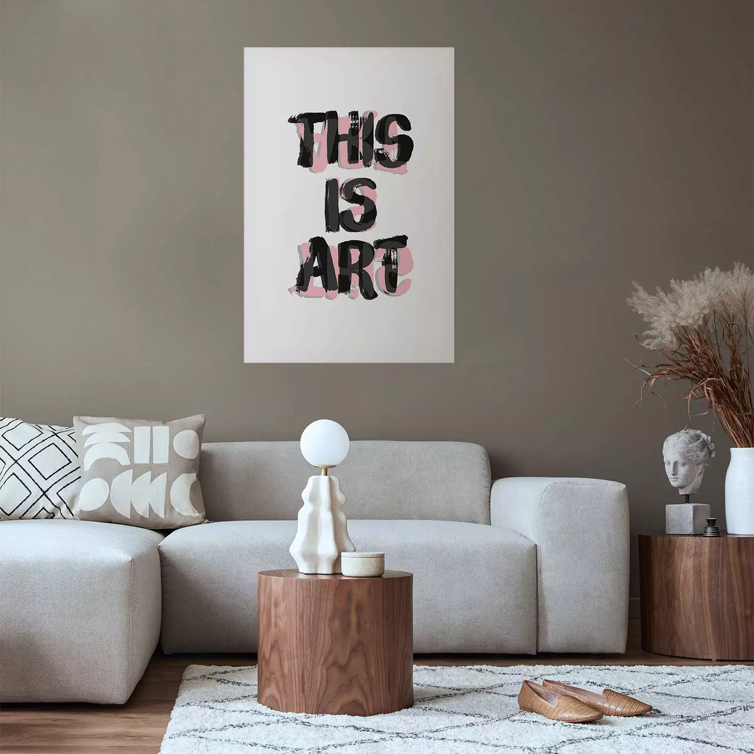Wall Poster This Is Art - black English text in a painted style on a white background