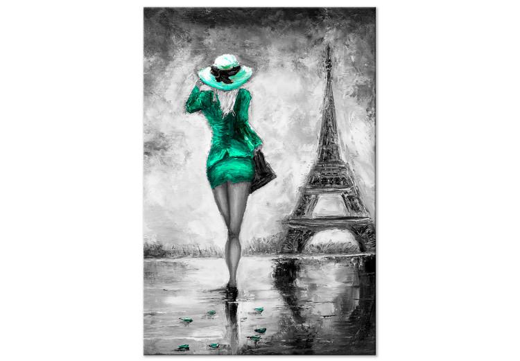 Canvas Walk under the Eiffel Tower - graphic, woman and symbol of Paris