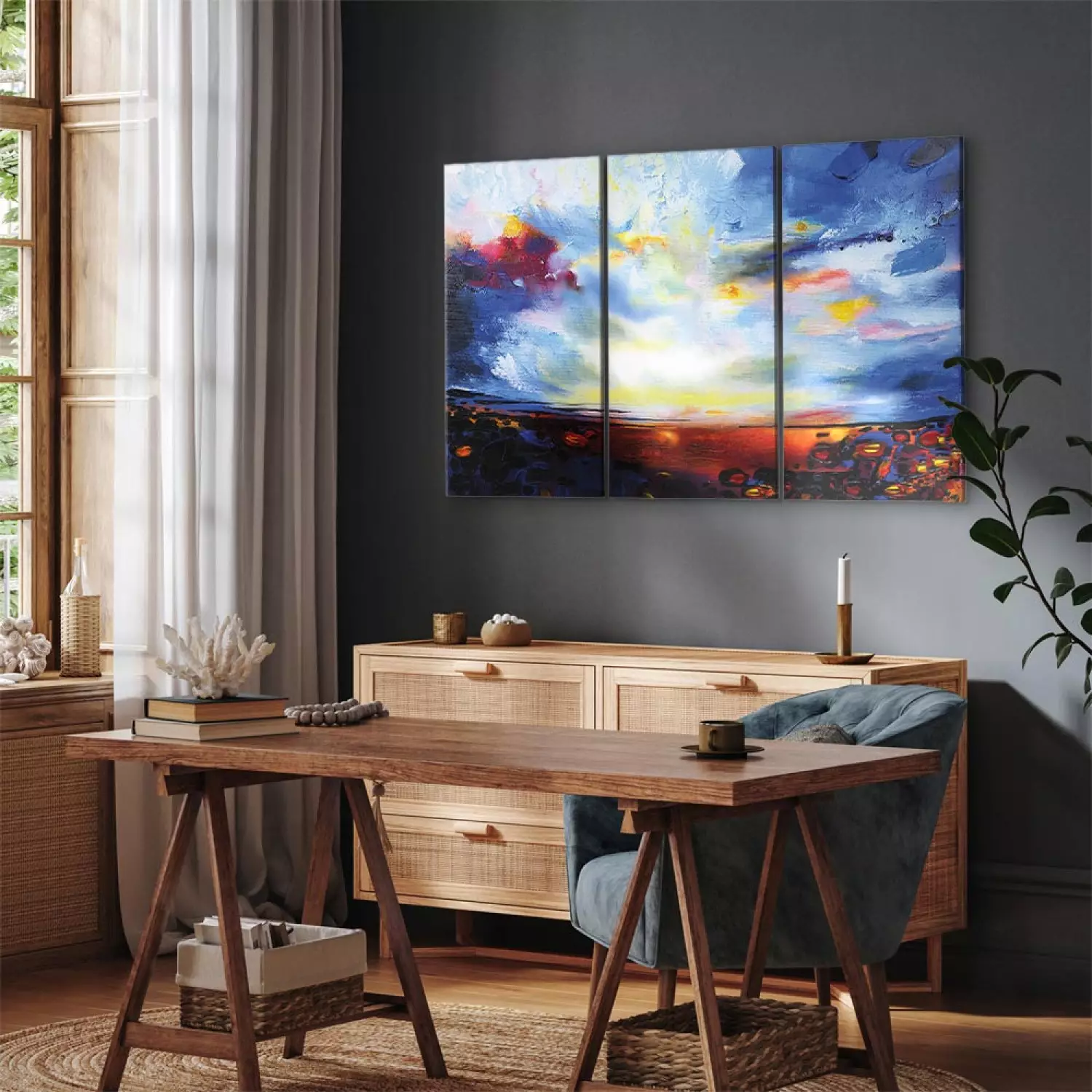 Canvas Art Print Colourful Sky (3-piece)