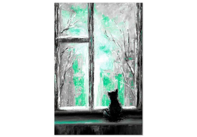 Canvas Longing Kitty (1 Part) Vertical Green