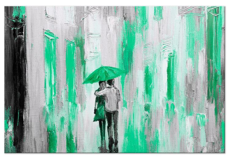 Canvas Lovers under an umbrella - graphic with a couple walking in the rain