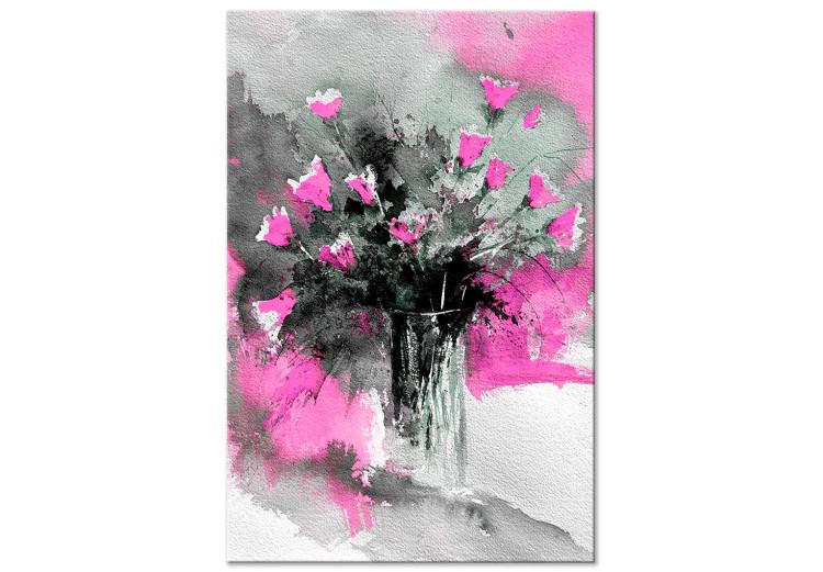 Canvas Bouquet of flowers in a vase - flowers motif in grey and pink colours