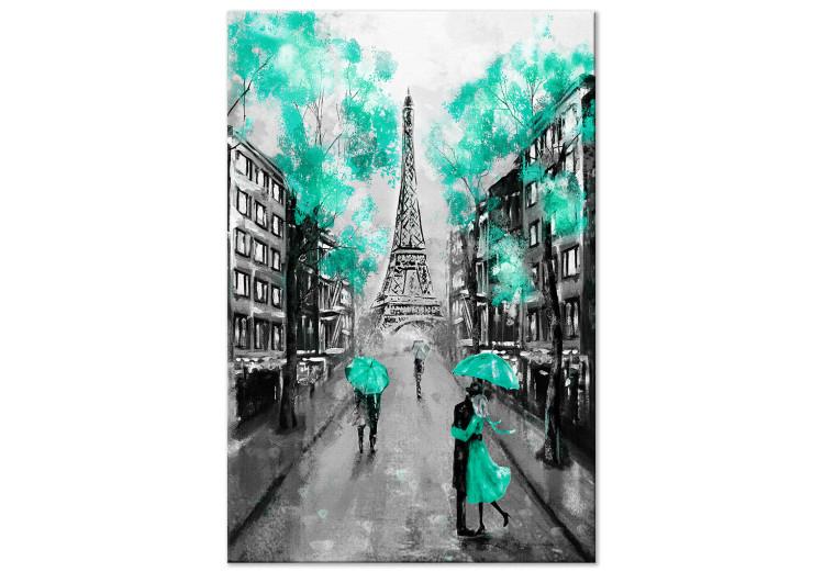 Canvas In the streets of Paris - landscape with the Eiffel Tower and people