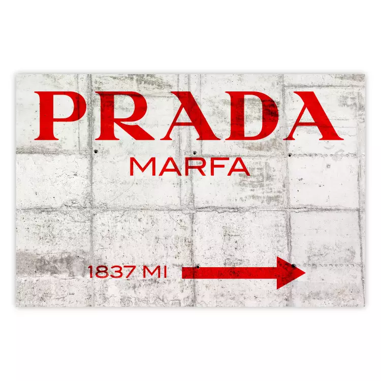 Poster Concrete Prada - red English text on a concrete tile texture