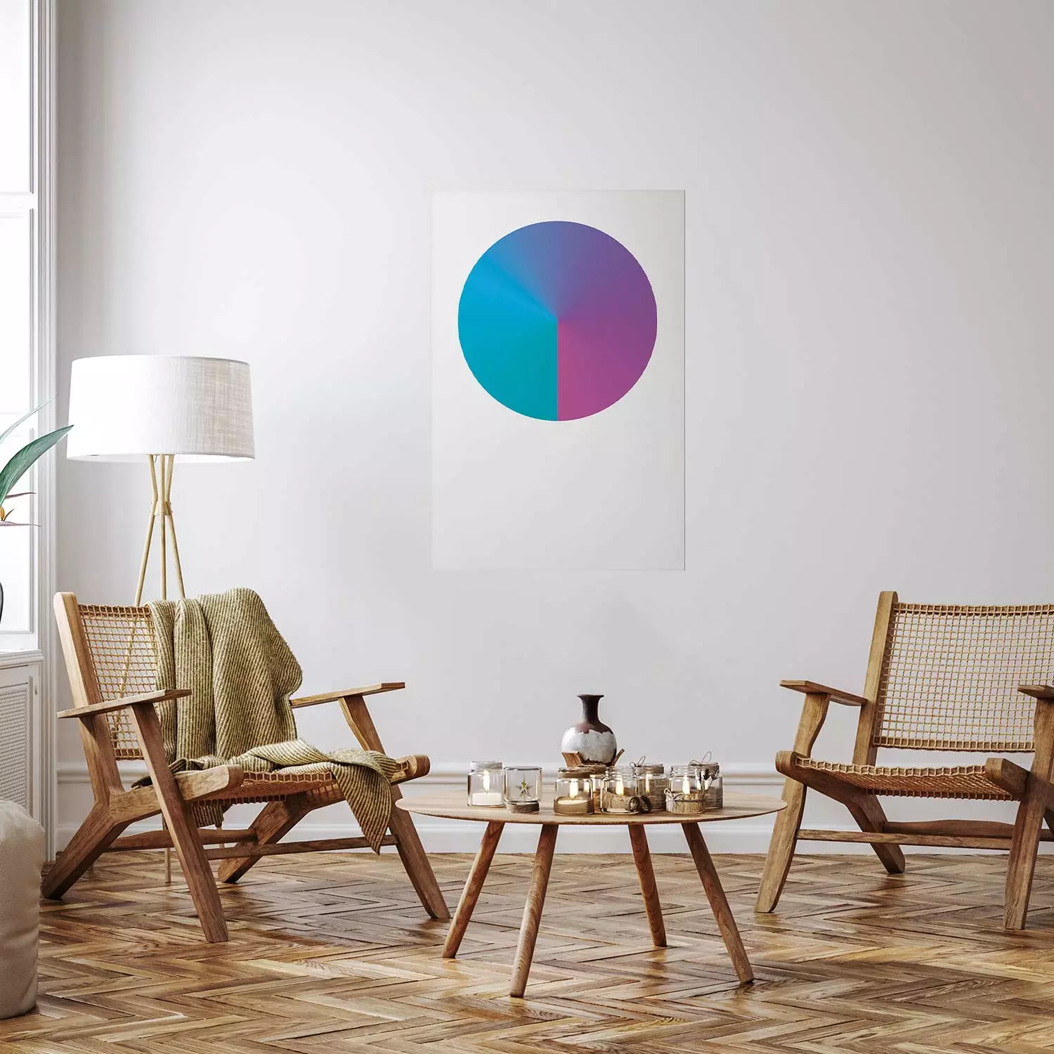 Poster Neon Gradient - geometric figure in the shape of a circle with gradient