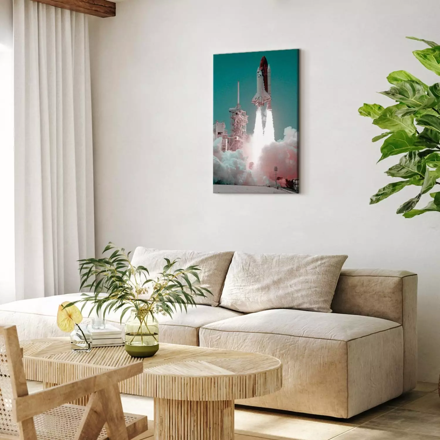 Canvas Art Print Space shuttle launch - photo from the launch into orbit