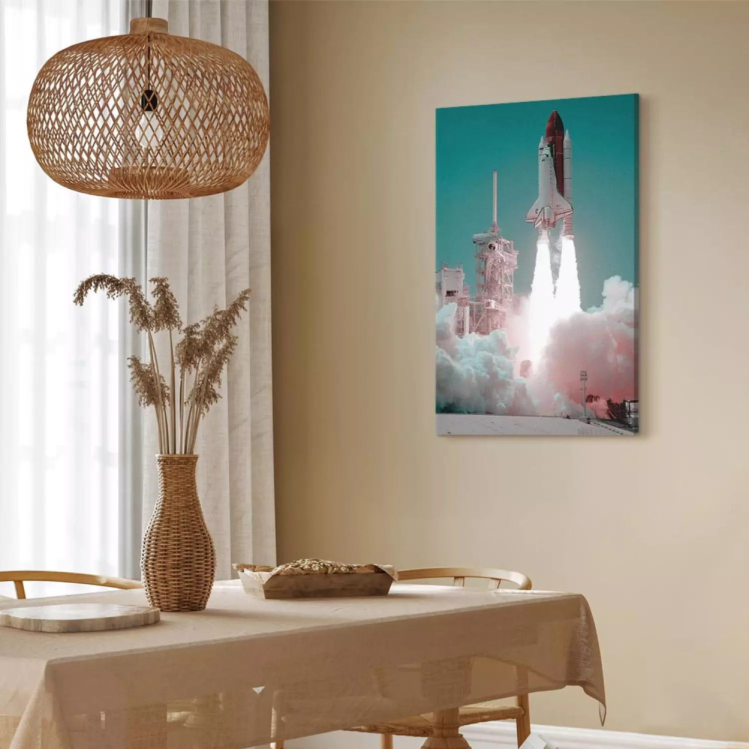 Canvas Art Print Space shuttle launch - photo from the launch into orbit