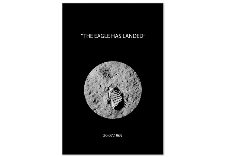 Canvas Shoe print on the moon - photo from the moon with English inscription