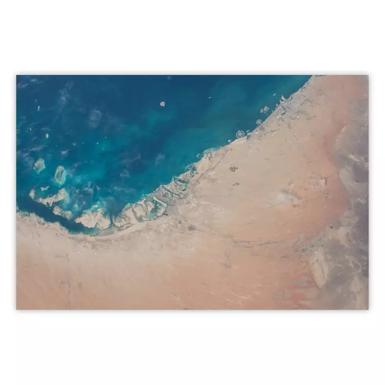 Poster Dubai from Satellite - fragment of continent covered with desert and water