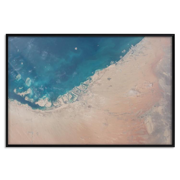Poster Dubai from Satellite - fragment of continent covered with desert and water