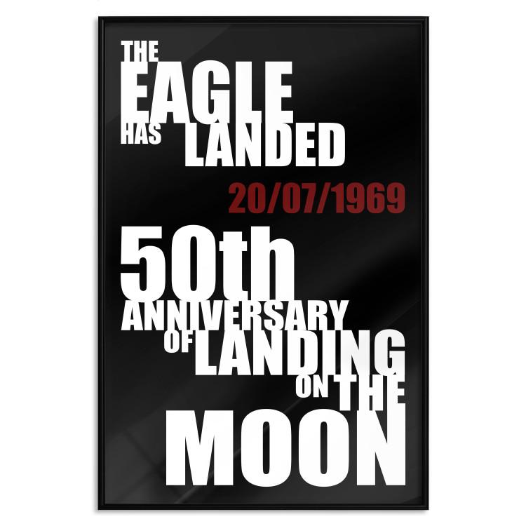 Poster Moon Landing - black and white English text with red date