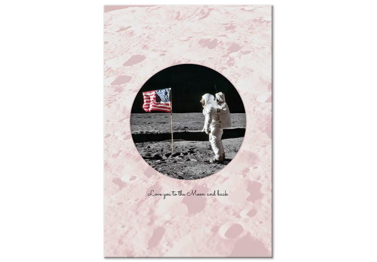 Canvas Astronaut on the moon - composition of a photo and the English caption