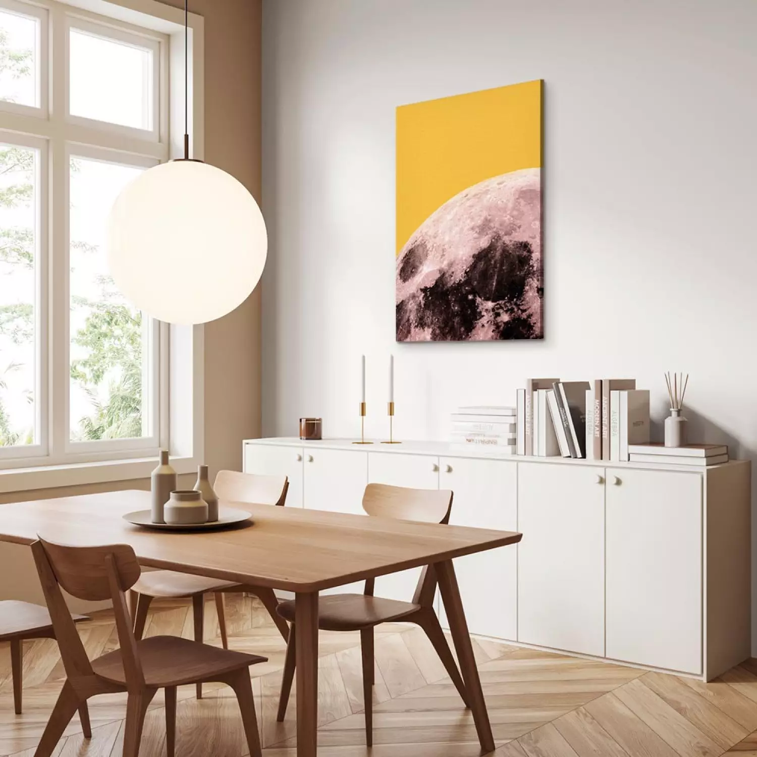 Canvas Art Print Unusual colours of the moon - photo of the cosmos in original colours