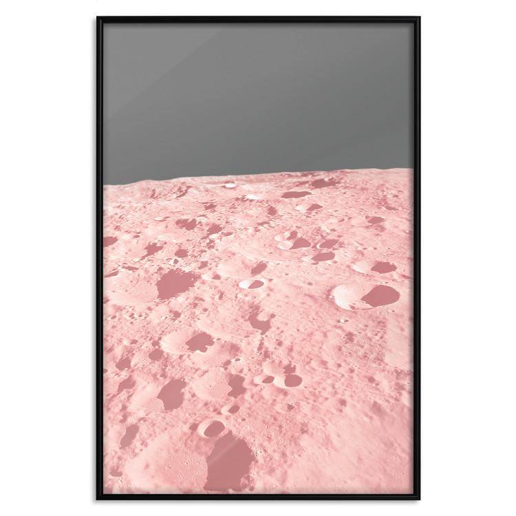 Poster Pink Moon - moon texture on a solid gray background