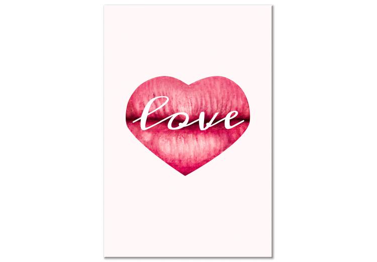 Canvas Lips in love - love motif with lips, heart and an English inscription