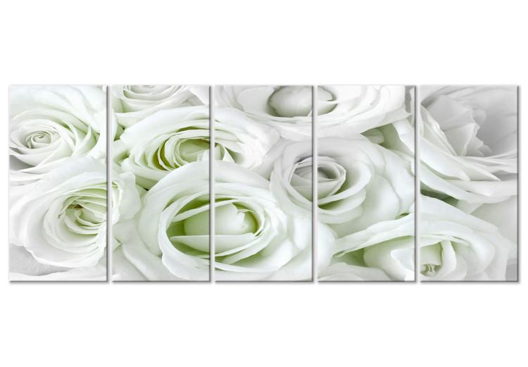 Canvas White rose buds - a composition with flowers and green accents