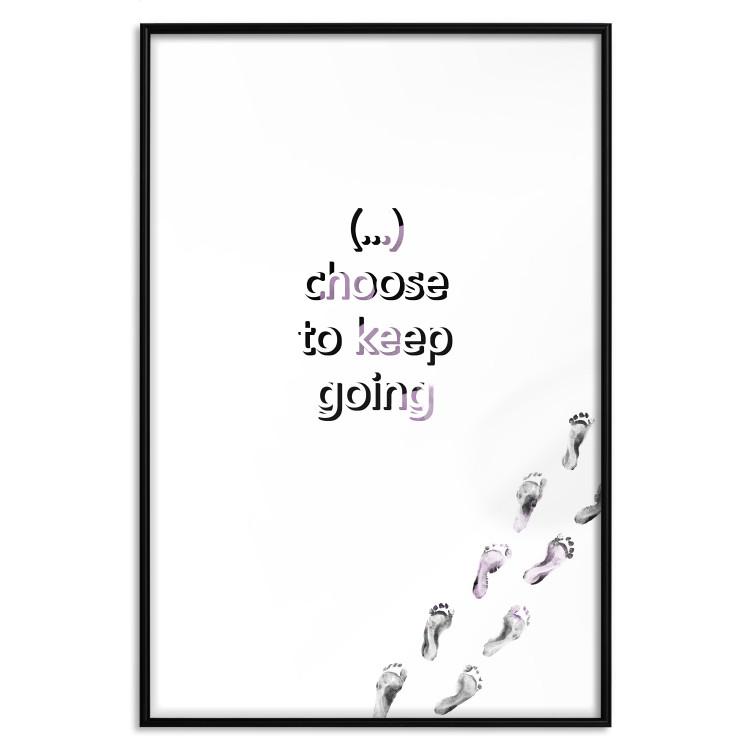 Poster Choose to Keep Going - black English text and footprints