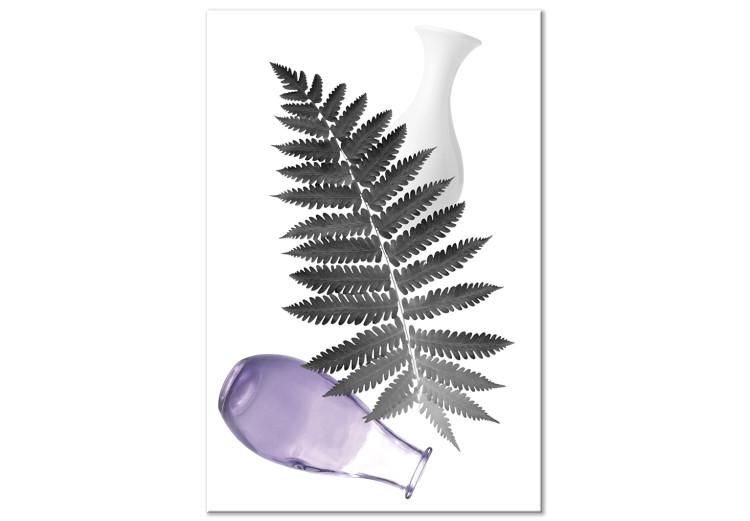 Canvas Fern leaf with vases - still life with a botanical motif