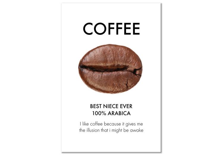 Canvas Coffee power - motif with grain and quote on a white background