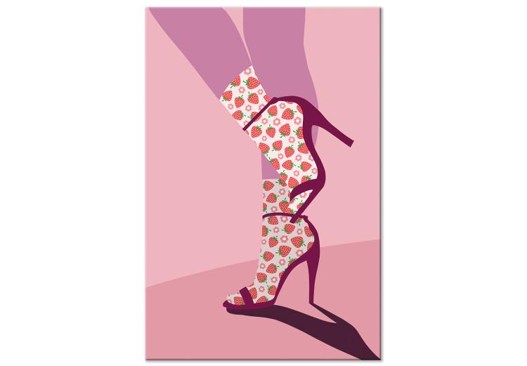Canvas Strawberries on heels - artwork with a woman wearing shoes and socks