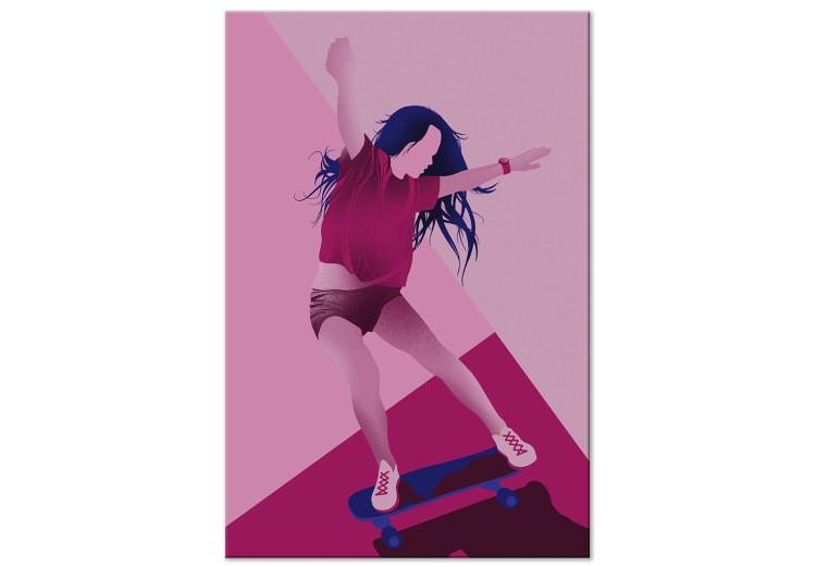 Canvas Driving power - Pink graphic with a woman drawing on a board ideal for a girl or teen room
