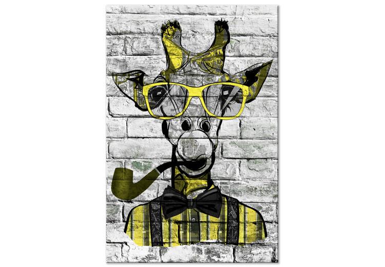 Canvas Giraffe with Pipe (1 Part) Vertical Yellow