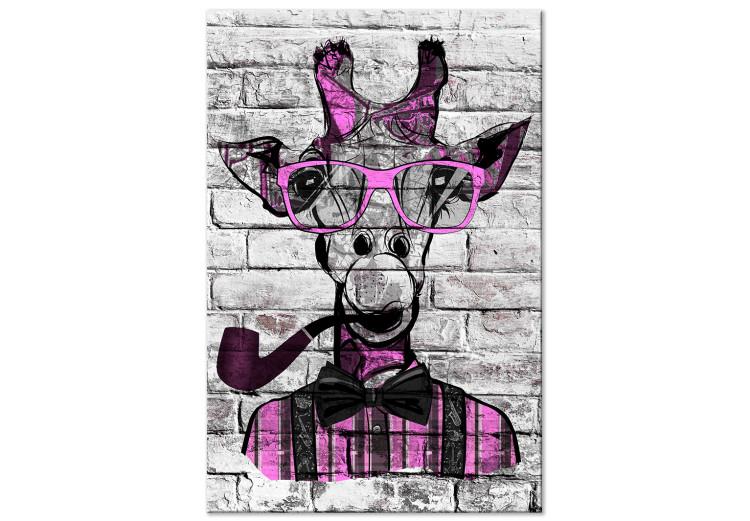 Canvas Giraffe with Pipe (1 Part) Vertical Pink