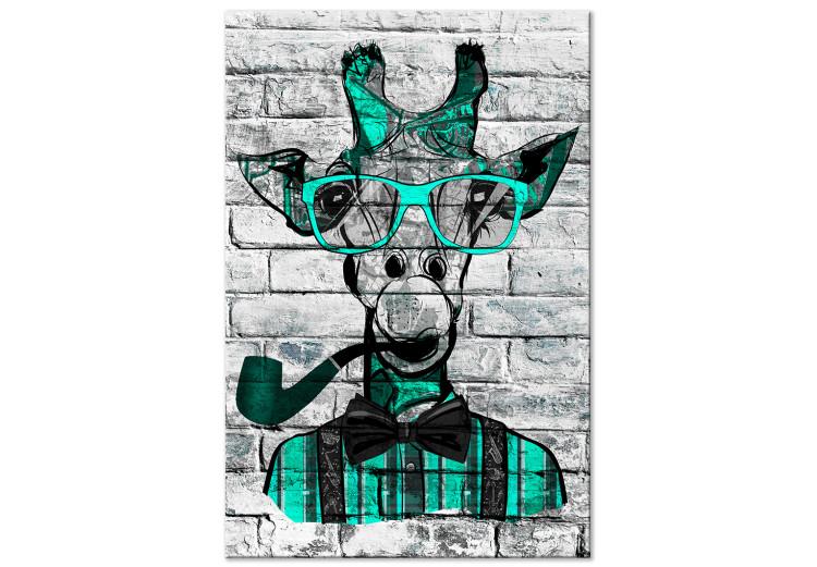 Canvas Giraffe with Pipe (1 Part) Vertical Green